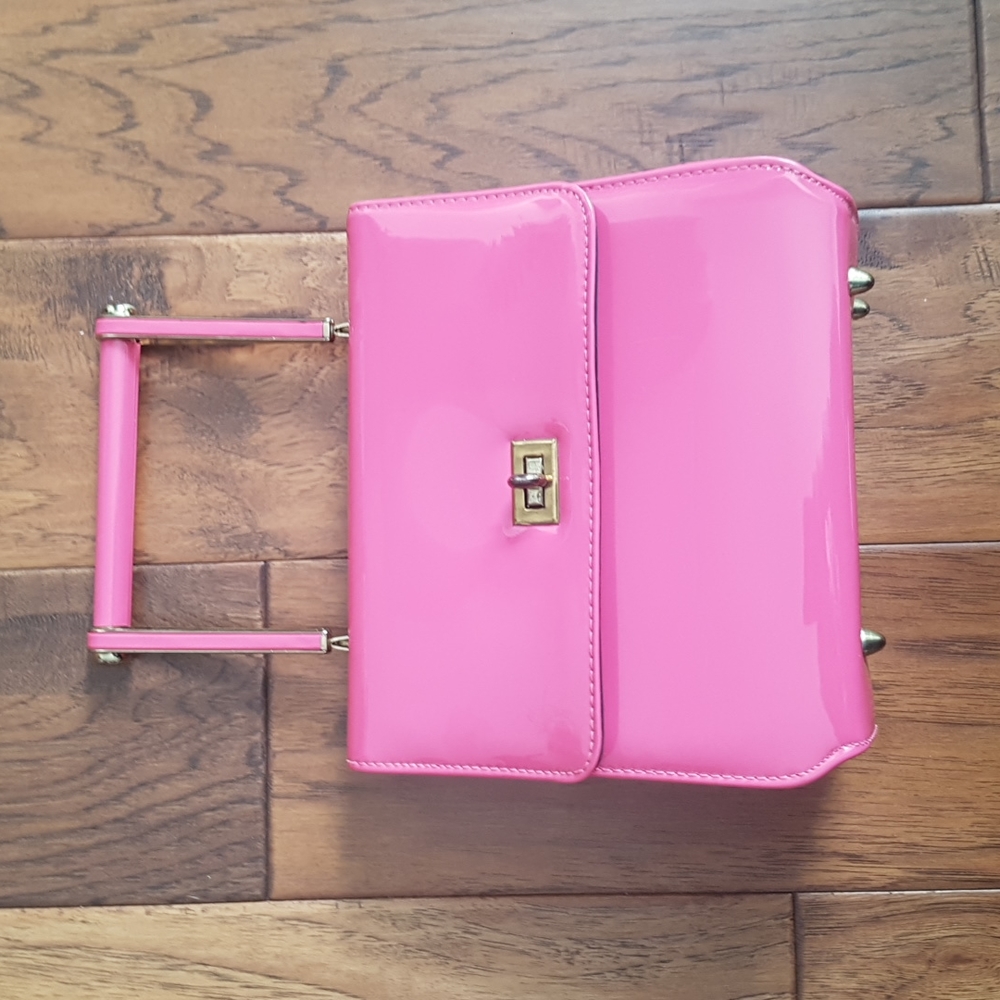 Vintage Pink Patten Metal Handle Purse
